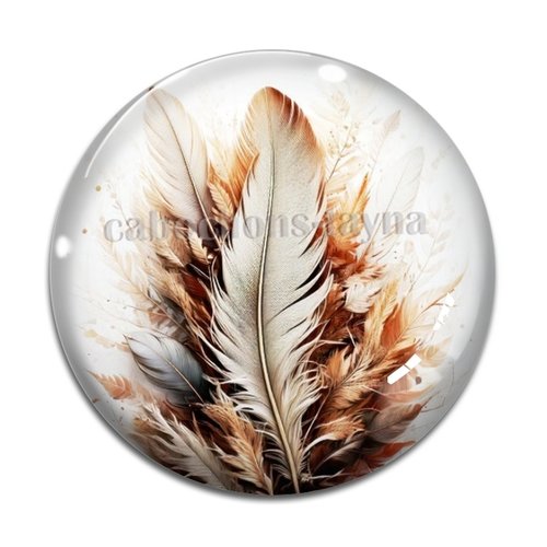 Cabochon plume– résine ou verre – différentes tailles disponibles