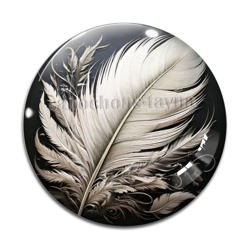 Cabochon plume– résine ou verre – différentes tailles disponibles