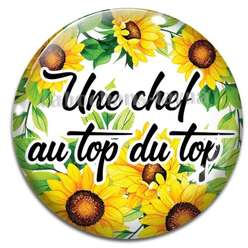 Cabochon une chef au top du top, cabochon résine, verre rond différente taille