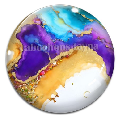 Cabochon effet marbre, cabochon résine - ou verre rond différente taille