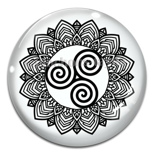 Cabochon mandala triskèle, cabochon résine - ou verre rond différente taille