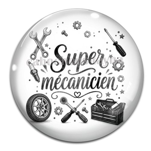 Cabochon super mécanicien, cabochon résine - ou verre rond différente taille