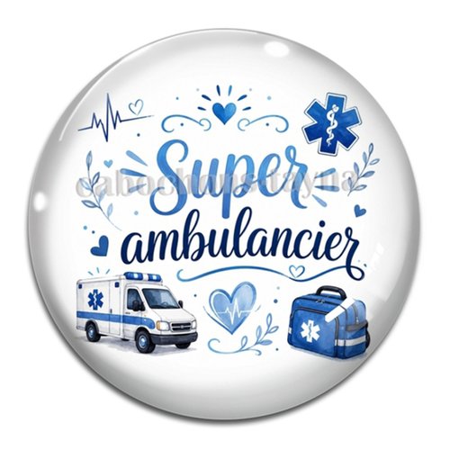 Cabochon ambulancier résine - ou verre différente taille