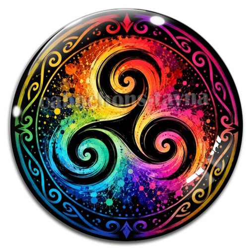Cabochon mandala triskèle, cabochon résine - ou verre rond différente taille