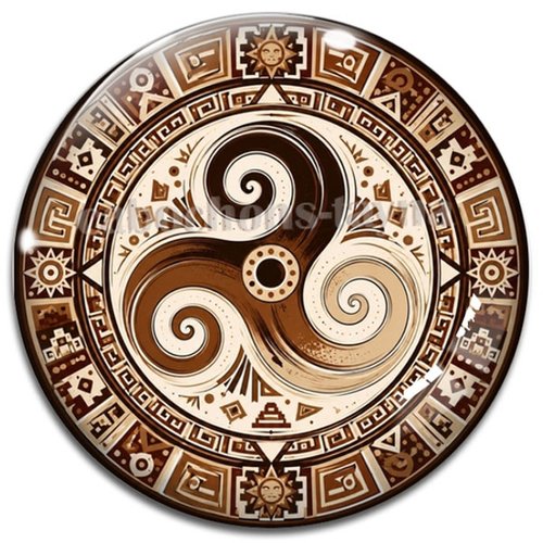 Cabochon mandala triskèle, cabochon résine - ou verre rond différente taille