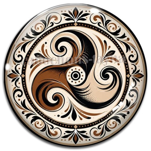 Cabochon mandala triskèle, cabochon résine - ou verre rond différente taille