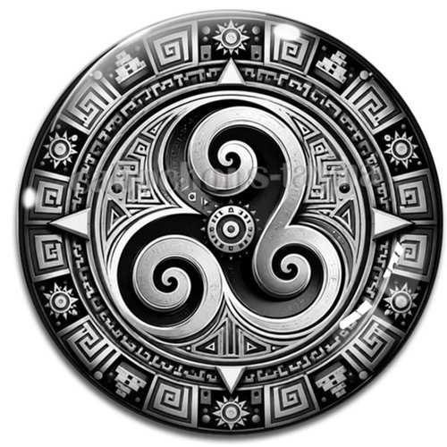 Cabochon mandala triskèle, cabochon résine - ou verre rond différente taille