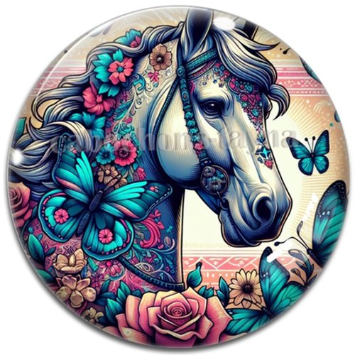 Cabochon cheval, cabochon résine ou verre rond différente taille