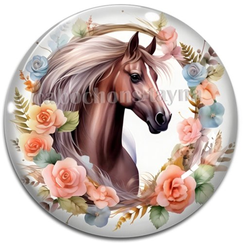 Cabochon cheval, cabochon résine ou verre rond différente taille