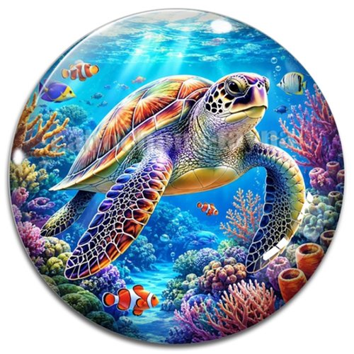 Cabochon tortue de mer, cabochon résine ou verre rond différente taille