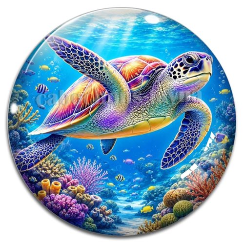 Cabochon tortue de mer, cabochon résine ou verre rond différente taille