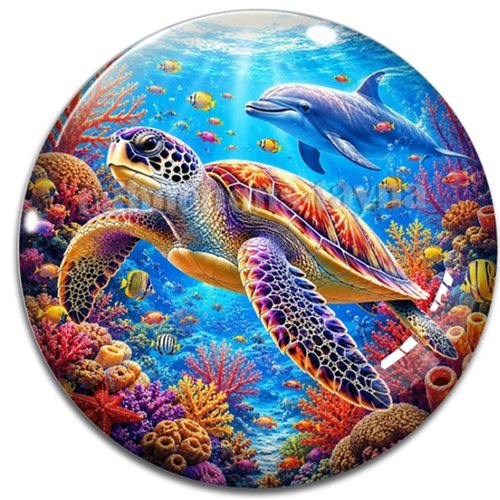 Cabochon tortue de mer, cabochon résine ou verre rond différente taille
