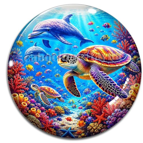Cabochon tortue de mer, cabochon résine ou verre rond différente taille