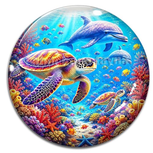 Cabochon tortue de mer, cabochon résine ou verre rond différente taille