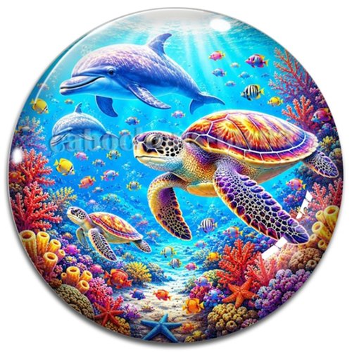 Cabochon tortue de mer, cabochon résine ou verre rond différente taille