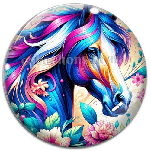Cabochon cheval, cabochon résine ou verre rond différente taille