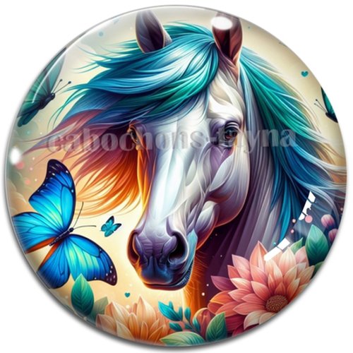 Cabochon cheval, cabochon résine ou verre rond différente taille