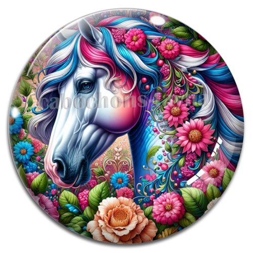 Cabochon cheval, cabochon résine ou verre rond différente taille