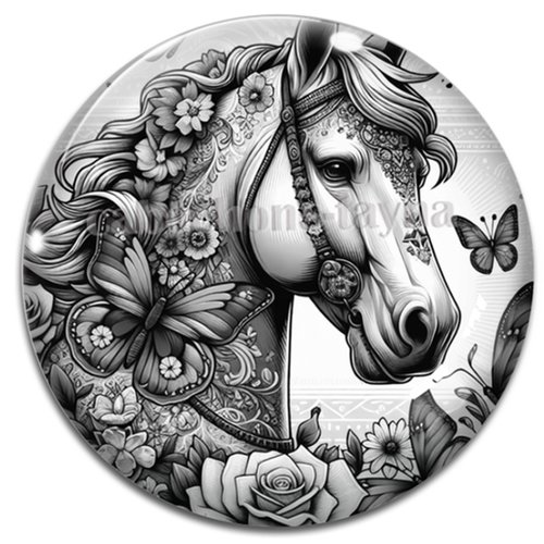 Cabochon cheval, cabochon résine ou verre rond différente taille