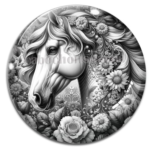 Cabochon cheval, cabochon résine ou verre rond différente taille