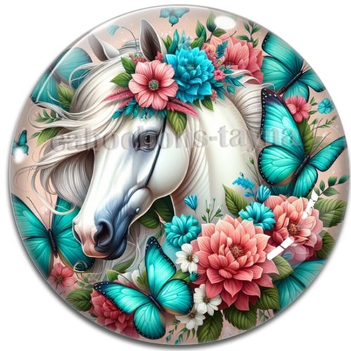 Cabochon cheval, cabochon résine ou verre rond différente taille