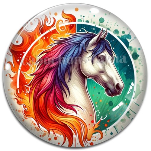 Cabochon cheval, cabochon résine ou verre rond différente taille