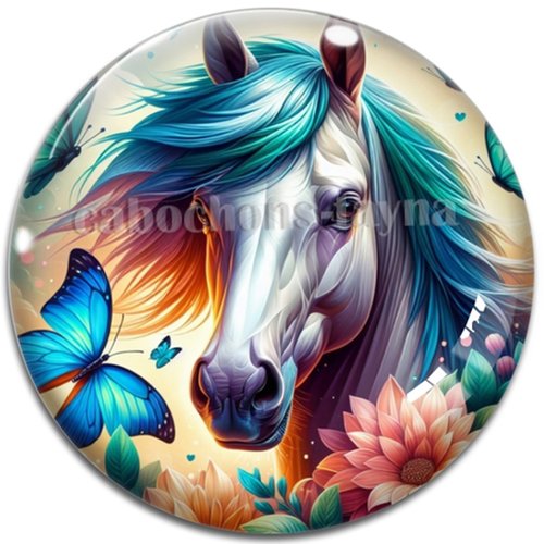 Cabochon cheval, cabochon résine ou verre rond différente taille