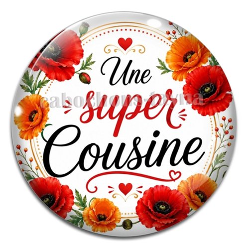 Cabochon une super cousine, cabochon résine ou verre rond différente taille