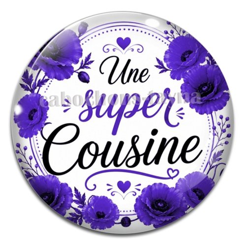 Cabochon une super cousine, cabochon résine ou verre rond différente taille
