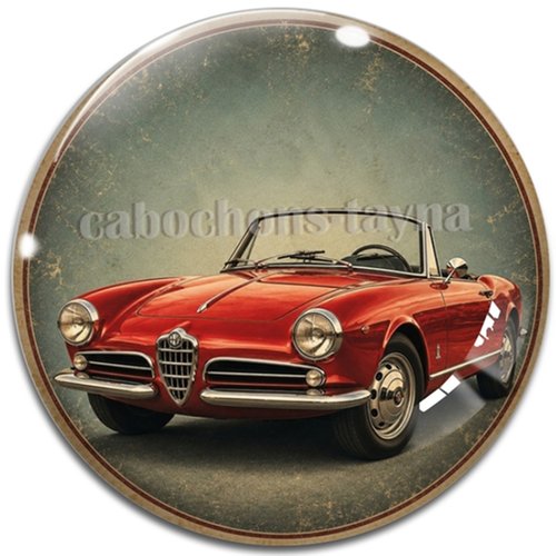 Cabochon voiture vintage, cabochon résine ou verre rond différente taille