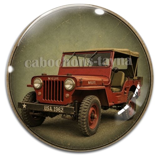 Cabochon voiture vintage, cabochon résine ou verre rond différente taille