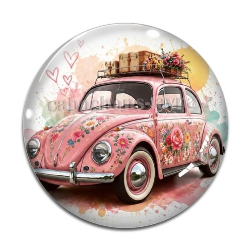 Cabochon voiture vintage, cabochon résine ou verre rond différente taille