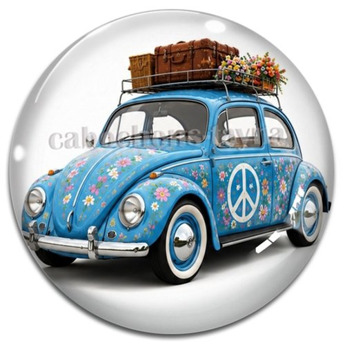 Cabochon voiture vintage, cabochon résine ou verre rond différente taille