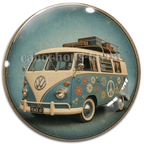 Cabochon combi vintage, cabochon résine ou verre rond différente taille