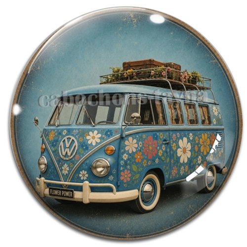 Cabochon combi vintage, cabochon résine ou verre rond différente taille