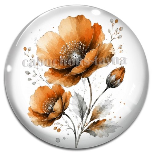 Cabochon coquelicot – résine ou verre – différentes tailles disponibles