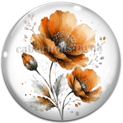 Cabochon coquelicot – résine ou verre – différentes tailles disponibles