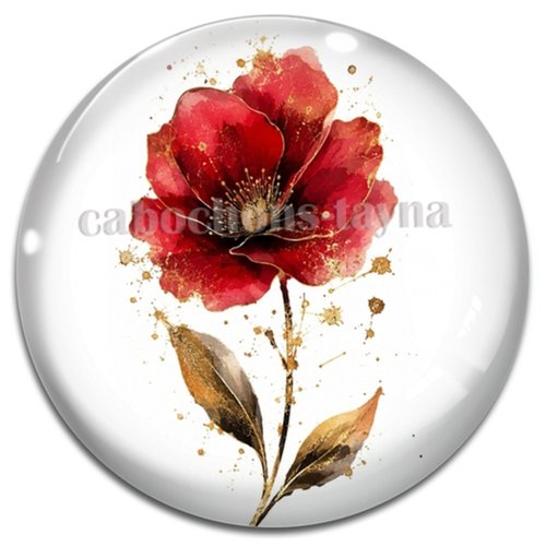 Cabochon coquelicot – résine ou verre – différentes tailles disponibles
