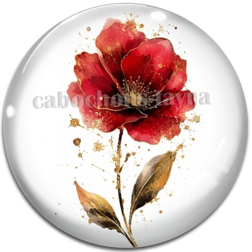 Cabochon coquelicot – résine ou verre – différentes tailles disponibles