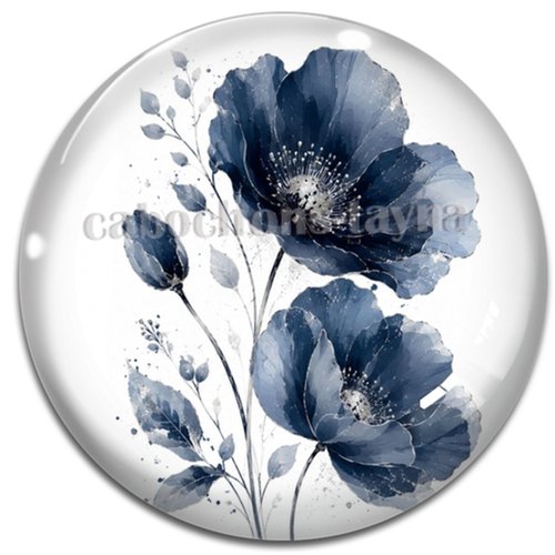 Cabochon coquelicot – résine ou verre – différentes tailles disponibles