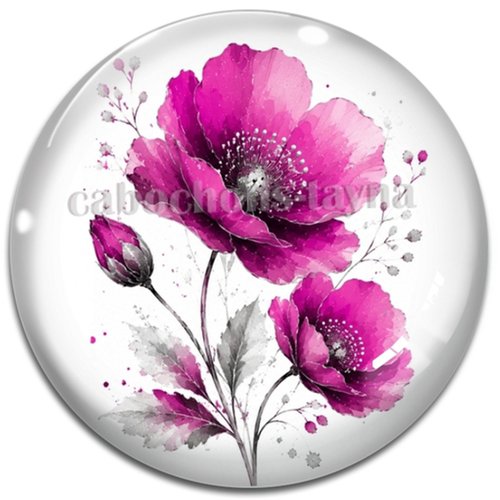 Cabochon coquelicot – résine ou verre – différentes tailles disponibles