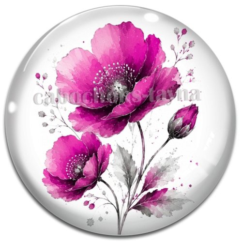 Cabochon coquelicot – résine ou verre – différentes tailles disponibles