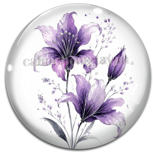 Cabochon fleur exotique – résine ou verre – différentes tailles disponibles