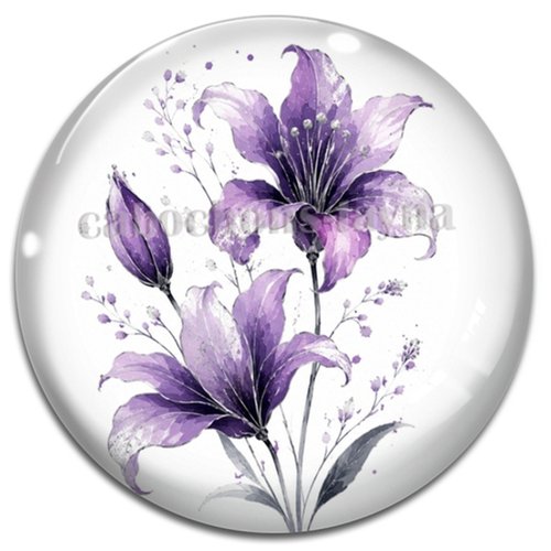 Cabochon fleur exotique – résine ou verre – différentes tailles disponibles