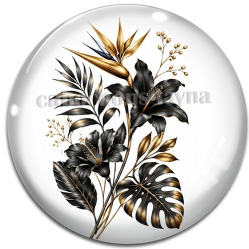 Cabochon fleur exotique – résine ou verre – différentes tailles disponibles