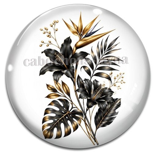Cabochon fleur exotique – résine ou verre – différentes tailles disponibles