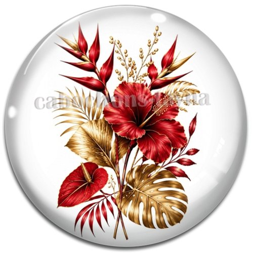 Cabochon fleur exotique – résine ou verre – différentes tailles disponibles