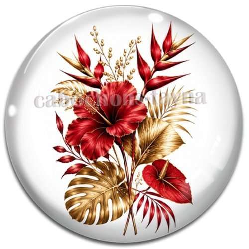 Cabochon fleur exotique – résine ou verre – différentes tailles disponibles
