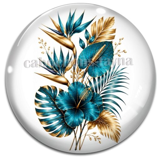 Cabochon fleur exotique – résine ou verre – différentes tailles disponibles