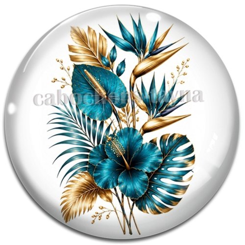 Cabochon fleur exotique – résine ou verre – différentes tailles disponibles